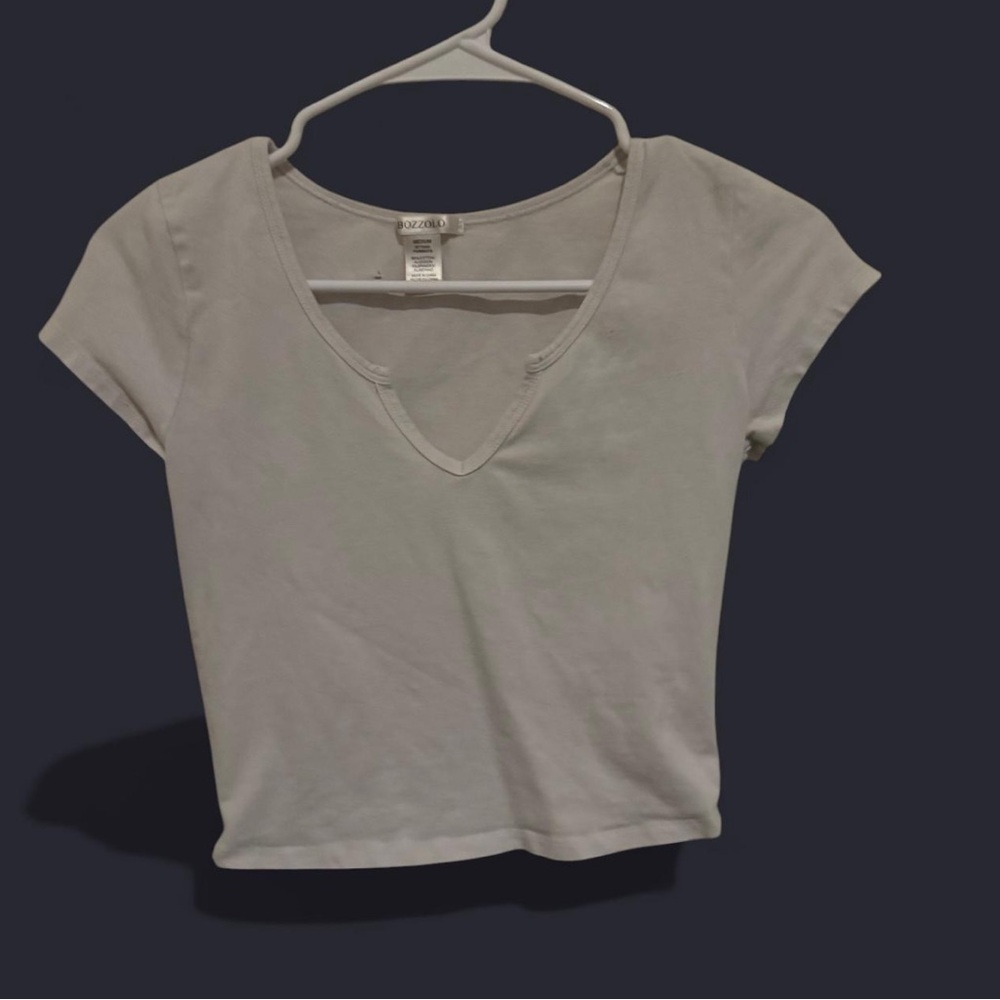 White V-Neck Women's Top